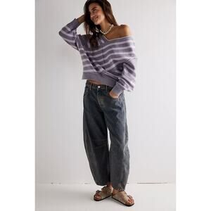 NEW Free People WE THE FREE GOOD LUCK MID RISE BARREL Jeans Ian Indigo SIZE 26
